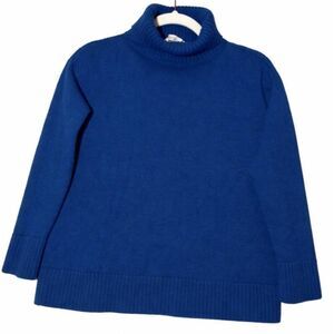 Max mara womens medium cobalt blue sweater boxy 3/4 spring summer turtleneck